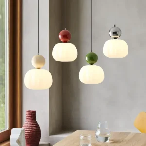 Art Deco Hanglamp In Bauhaus Stijl (Crème, Rood, Groen of Chroom)